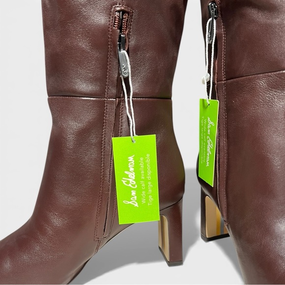 🌻NEW w/Box Sam Edelman Sylvia Spiced Pecan Brown Leather  Knee High Boots 7.5 - Picture 6 of 11